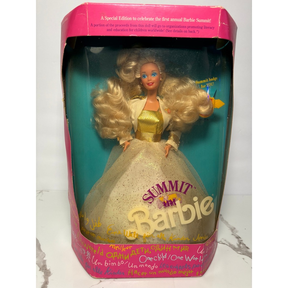 Vintage 1990‎ Summit Barbie Special Edition Doll Mattel 7027 White Gold Gown NIB
